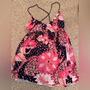 Free People Pink and Navy Floral Dress